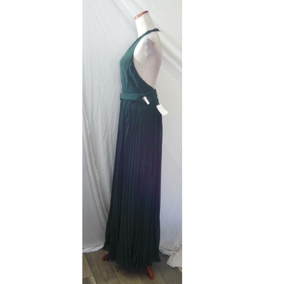 NEW Fame & Partners FOREST GREEN The Felice HALTER Pleated BELT Evening GOWN 10 - Picture 16 of 16
